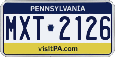 PA license plate MXT2126