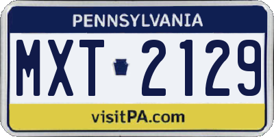 PA license plate MXT2129