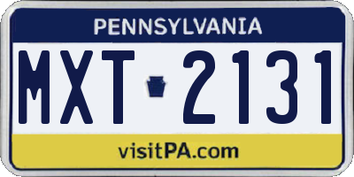 PA license plate MXT2131