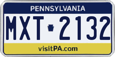 PA license plate MXT2132