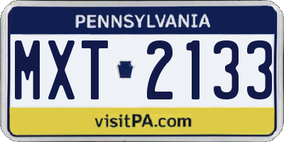 PA license plate MXT2133