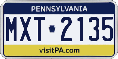 PA license plate MXT2135