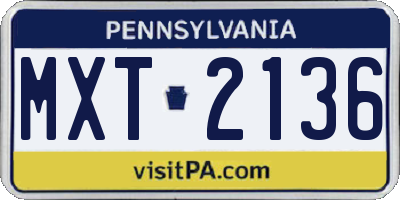 PA license plate MXT2136