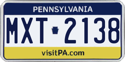PA license plate MXT2138