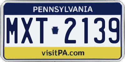PA license plate MXT2139