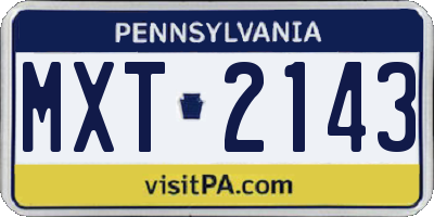 PA license plate MXT2143