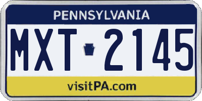 PA license plate MXT2145