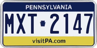 PA license plate MXT2147