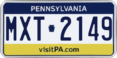 PA license plate MXT2149