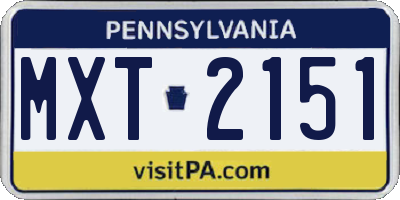 PA license plate MXT2151