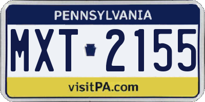 PA license plate MXT2155
