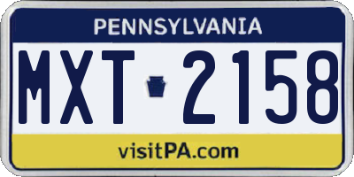 PA license plate MXT2158