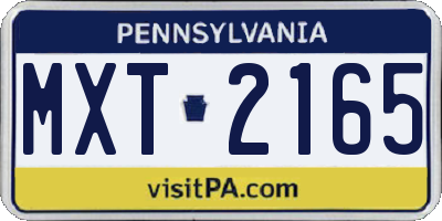 PA license plate MXT2165