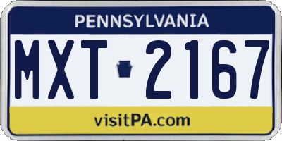 PA license plate MXT2167