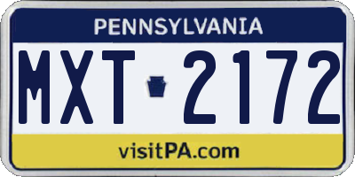 PA license plate MXT2172