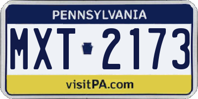 PA license plate MXT2173