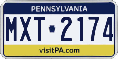 PA license plate MXT2174