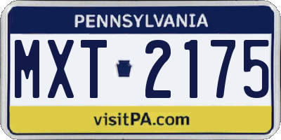PA license plate MXT2175