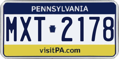 PA license plate MXT2178
