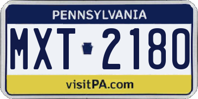 PA license plate MXT2180