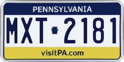 PA license plate MXT2181