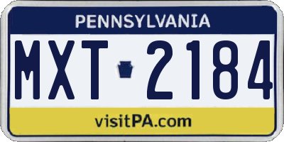 PA license plate MXT2184