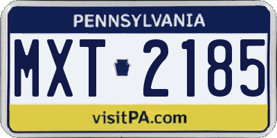 PA license plate MXT2185