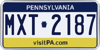 PA license plate MXT2187