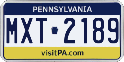 PA license plate MXT2189