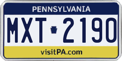 PA license plate MXT2190
