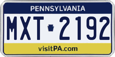 PA license plate MXT2192