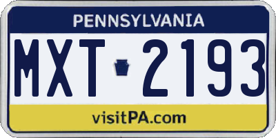 PA license plate MXT2193