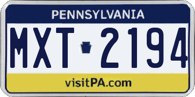 PA license plate MXT2194