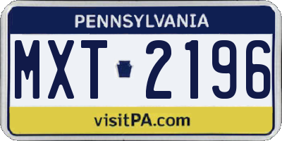 PA license plate MXT2196