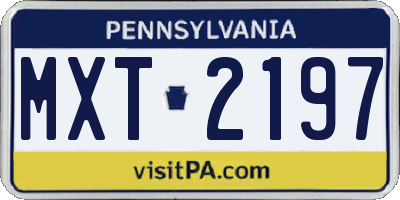 PA license plate MXT2197