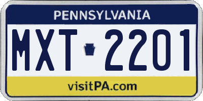 PA license plate MXT2201
