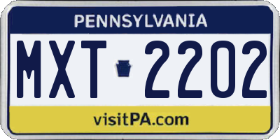 PA license plate MXT2202