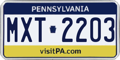 PA license plate MXT2203