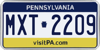 PA license plate MXT2209
