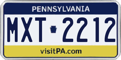 PA license plate MXT2212