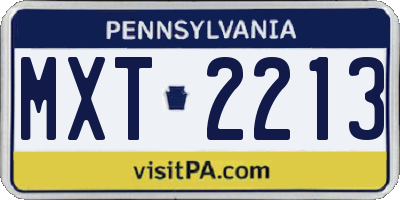 PA license plate MXT2213