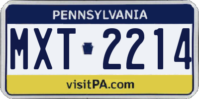 PA license plate MXT2214