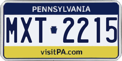 PA license plate MXT2215