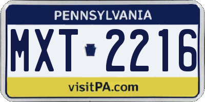 PA license plate MXT2216