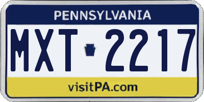 PA license plate MXT2217