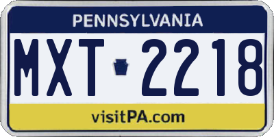 PA license plate MXT2218
