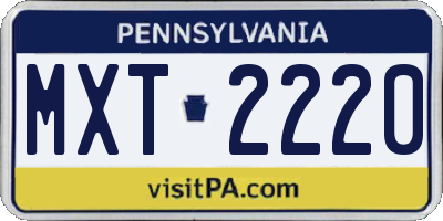 PA license plate MXT2220
