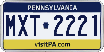 PA license plate MXT2221