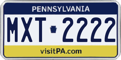 PA license plate MXT2222