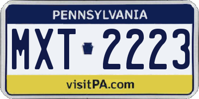 PA license plate MXT2223